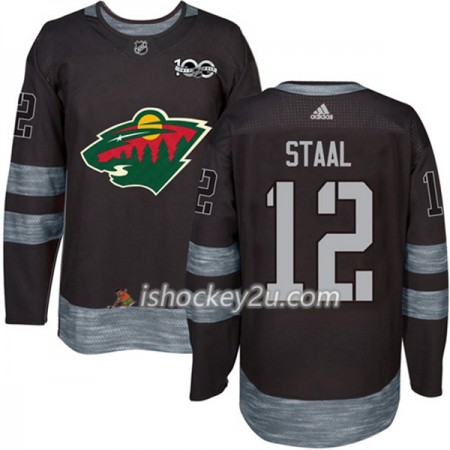 Mænd NHL Minnesota Wild Trøje Eric Staal 12 1917-2017 100th Anniversary Adidas Sort Authentic